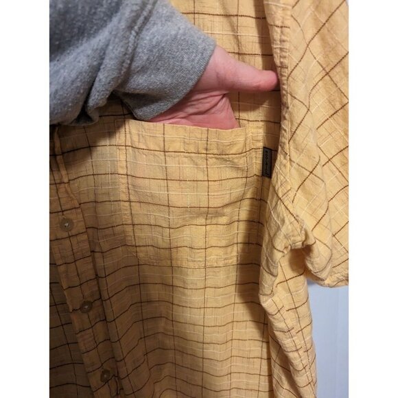 Woolrich Men’s Plaid Short Sleeve Button Down Shirt Size XXL Yellow 100% Cotton - Picture 6 of 16